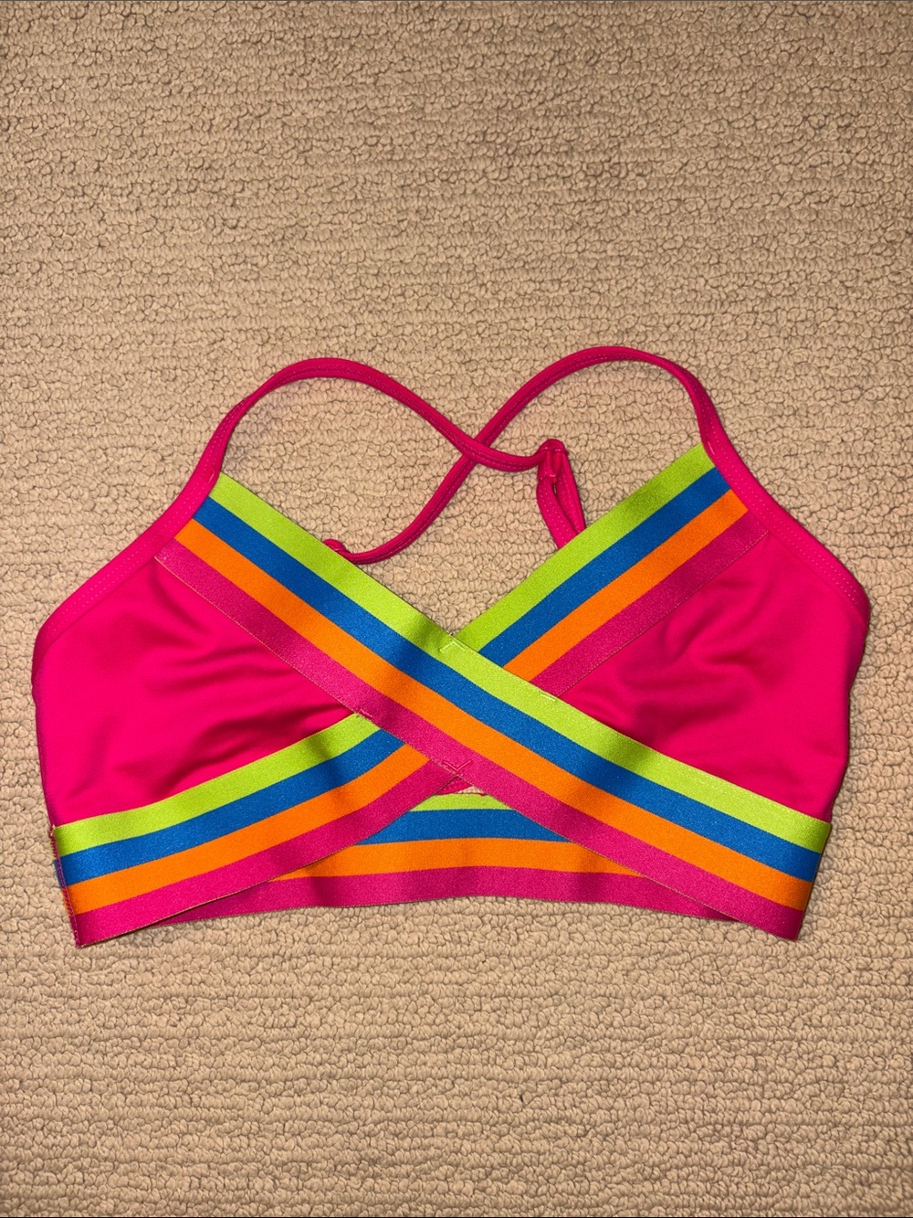 Jo + Jax Pink Rainbow Stripe Dance Top adult xs youth XL